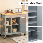 Mobile Kitchen Island Cart Rolling Kitchen Island w/4 Open Shelves Grey