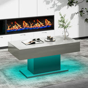 LED Coffee Table High Gloss Rectangle Center Table Modern Living Room Furniture