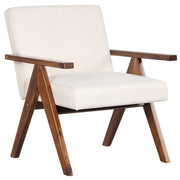 Modern Accent Chair Linen Fabric Armchair w/ Soft Padded Cushion Beige