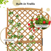 Outdoor Tall Wooden Garden Planter with Trellis Climbing Frame Raised Bed Decor