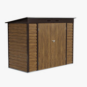 8 x 4FT Metal Garden Storage Shed with 2 Door Wood Grain Effect Bike Tool House