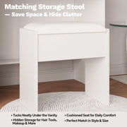 Dressing Table with LED Lights Mirror 2 Drawers Vanity Makeup Desk with Stool