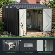 Garden Shed 10X7 Metal Apex Roof With Lockable Doors Outdoor Storage Tool House