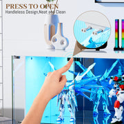 Display Cabinet with 3 Color LED Lights & Glass Doors for Collectible Figurines