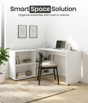 L-Shaped Corner Computer Desk Home Office Workstation with 4 Storage Shelves