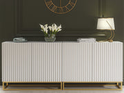 TV Unit TV Stand Sideboard Cabinet Media Console White Gold Fluted Modular 200cm