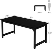 63 Inch Modern Computer Desk, Black Executive Office Desk Study Writing Table