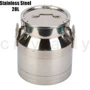 Stainless Steel 28L Milk Churn Can Bucket Container Ghee Pot+ handle+Sealed lid