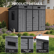 8x4ft Outdoor Large Shed Plastic Garden Tools Bike Storage Shed House SlopedRoof