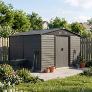 10x6ft Metal Garden Shed with Base, Large Outdoor Storage Tool Shed,Gable Roof