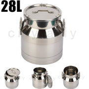 Stainless Steel 28L Milk Churn Can Bucket Container Ghee Pot+ handle+Sealed lid