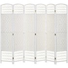 6 Panel Room Divider Folding Privacy Screen with Pine Wood Frame Refurbished