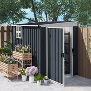 7.6 x 4ft Outdoor Garden Storage Shed with Window, Dark Grey