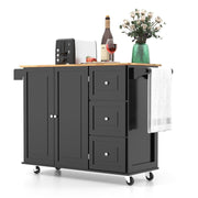 Kitchen Storage Trolley Cart Drawers Cabinet Rolling Island Cupboard Black