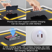 LED Nightstand Smart Bedside Table Modern End Table With USB Ports & Drawer