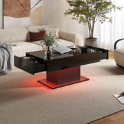 High Gloss LED Coffee Table Cocktail Center Table Modern Living Room Rectangle