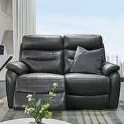 Fletcher Dark Grey Leather Power Reclining 2 Seater Sofa Power Headrest USB