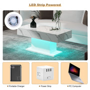 High Gloss LED Coffee Table Cocktail Center Table Modern Living Room Rectangle
