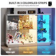 Lockable Glass Display Cabinet 3-Colour LED Lighting for Figures Collectibles
