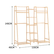 Heavy Duty Wooden Hanging Clothes Garment Rail Corner Open Wardrobe Storage Rack