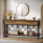 70.87'' Console Table with 3 Drawer Industrial Narrow Entryway Table for Hallway