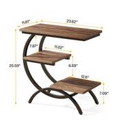 C-Shaped End Table Modern 3-Tier Narrow Side Table with Storage for Living Room