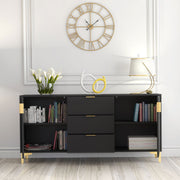 TV Unit Sideboard TV Stand Cabinet Cupboard Storage Unit Black Loft Retro 140cm