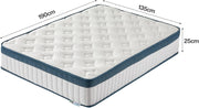 Double Mattress 135cm x190cm, 25cm Deep Memory Foam & Pocket Spring Mattress
