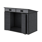 4 x 8ft Grey Wood Effect Plastic Garden Shed Outdoor Utility Tool Storage House