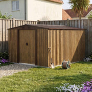 10X8FT Metal Garden Storage Shed Waterproof Shed w/ Sliding Door Free Foundation