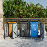 6 5.3ft Metal Bin Shed Triple Wheelie Bin Storage Cover Rubbish Dustbin 2 3 Shed