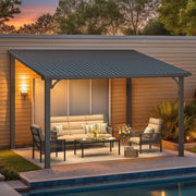 Aluminium Lean to Gazebo Outdoor Metal Harodtop Wall-Mounted Heavy Duty Pergolas