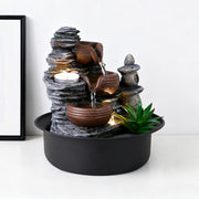 Water Feature Indoor Tabletop LED Sound Fountain Waterfall Home Decor 3 Bowls