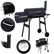 Large Charcoal Barrel BBQ Grill Garden Barbecue Patio Smoker Portable Wheels