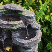 Solar Power Water Fountain Feature LED Lights Outdoor Garden Stone Statues Decor