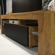 TV Unit TV Stand Cabinet Sideboard Storage Oak Black Matt Media Console 160cm