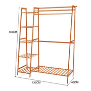 Heavy Duty Wooden Clothes Rail Rack Garment Hanging Stand Corner Open Wardrobe