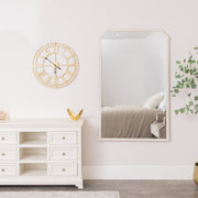 Arched White Washed Distressed Wooden Frame Wall & Leaner Mirror - 90cm x 145cm