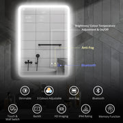 500 x 700 mm Bluetooth Bathroom Mirror with LED Lights Wall Mounted