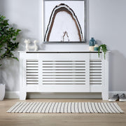 Extending Radiator Cover Adjustable White Wooden MDF Wall Cabinet Slatted Grill
