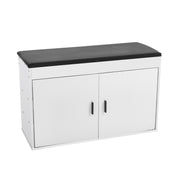 Hallway Shoe Cabinet Bench White Black PU Cushion Padded Seat Storage Shoe Rack