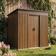4x8FT Garden Shed Metal Pent Roof Outdoor Storage House With Free Foundation Kit