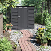 6.3x4.3ft Large Metal Garden Shed Flat Roof Tools Bike Storage House Anthracite