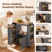 Kitchen Trolley on Wheels, Rolling Kitchen Island Cart with Power Outlet, Grey
