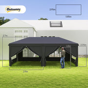 3x6m Garden Pop Up Gazebo Canopy Tent Marquee w/ Carry Bag, Black