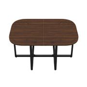 Dining Table and Grey Chairs Set of 6 Square Wooden Kitchen Table Metal Legs