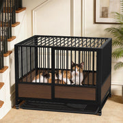 Rolling Cat Kitten Cage Metal Wood Pet Kennel House Enclosure Playpen Indoor