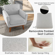 Modern Accent Chair Upholstered Linen Fabric Armchair w/ Cushion