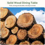 120cm Solid Wood Round Dining Table Modern Circle Kitchen Table for 4-6 People