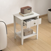 Pair Of Ivory One Drawer Bedside Tables with Shelf - Padstowe Ivory Range